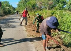 Babinsa1513-03/Kairatu Dusun Ursana Bersama Warga Bersihkan Jalan, Antisipasi Kebakaran Hutan