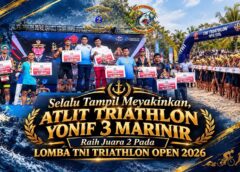 Selalu Tampil Meyakinkan, Atlit Triathlon Yonif 3 Marinir Raih Juara 2 Pada Lomba TNI Triathlon Open 2026